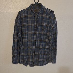 St. John's Bay Navy and Yellow Plaid Shirt